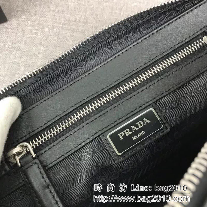 PRADA普拉達 專櫃同步 最新款式 頂級原單十字紋牛皮 男士手包 2VF017 DD1379